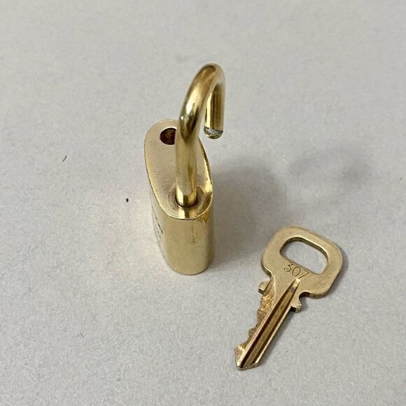 LOUIS VUITTON Lock and key 🔐 on Gold Tone Necklace #307 - Picture 7 of 15